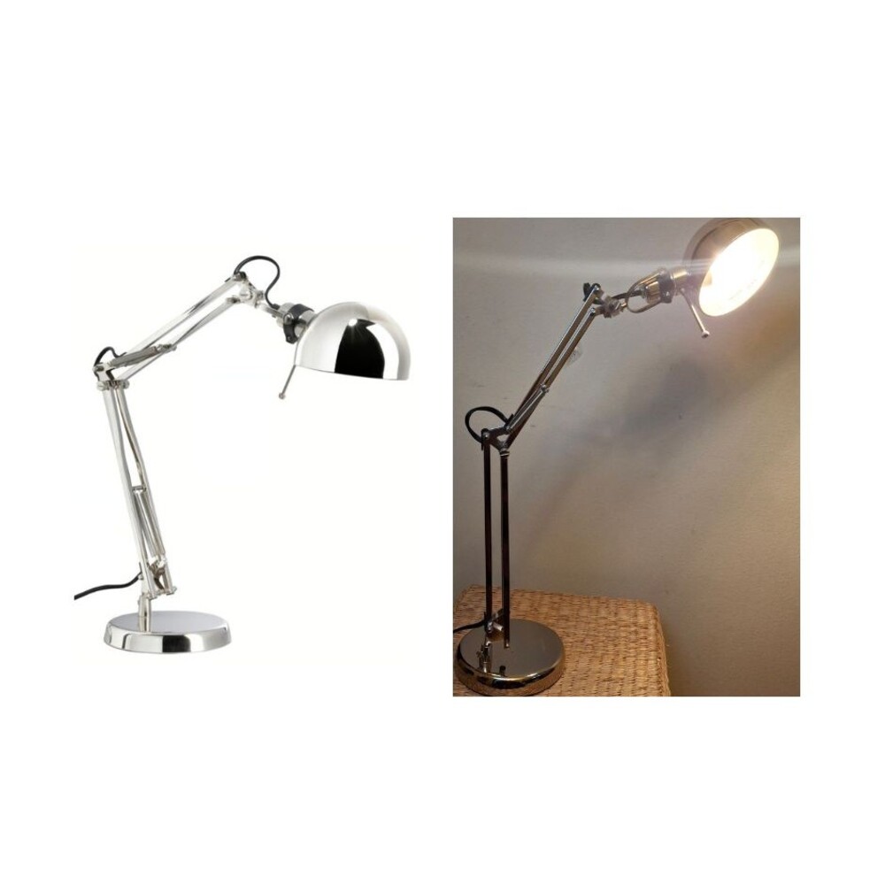 IKEA Forsa Intertek Chrome Articulated Desk Lamp Adjustable Arm Table Light